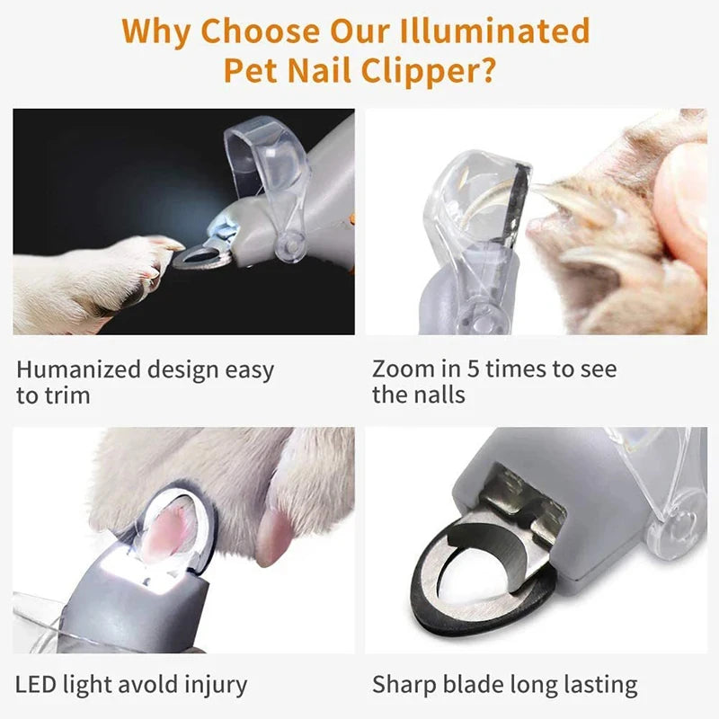 Professional Pet Nail Clipper Scissors with LED 